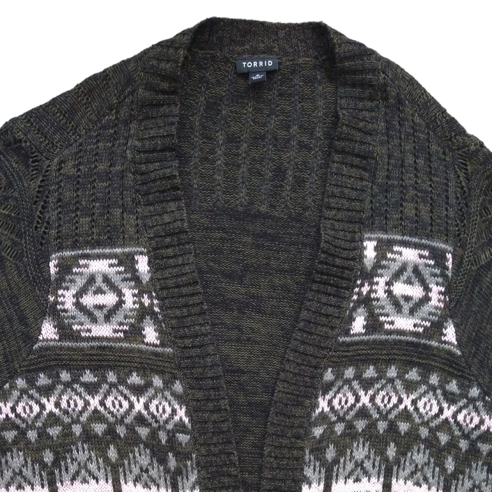 Torrid Multicolor Geometric Pattern Open Front Ca… - image 5